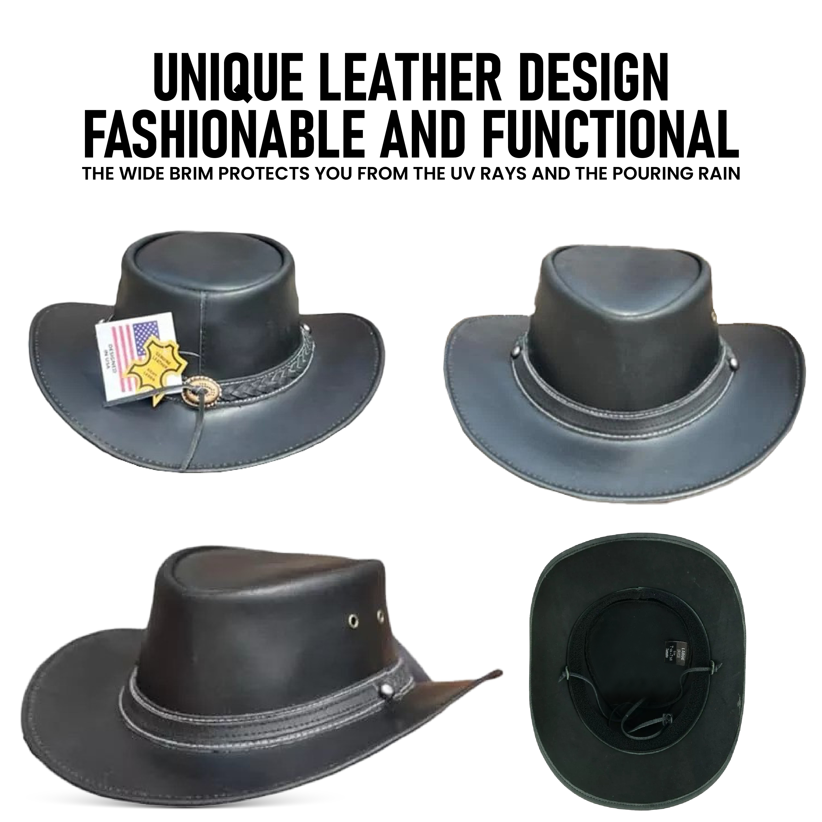 Falcon Suede Black Leather Cowboy Hat for Men - Stylish Women's Cowgirl Hat with Decorative Band
