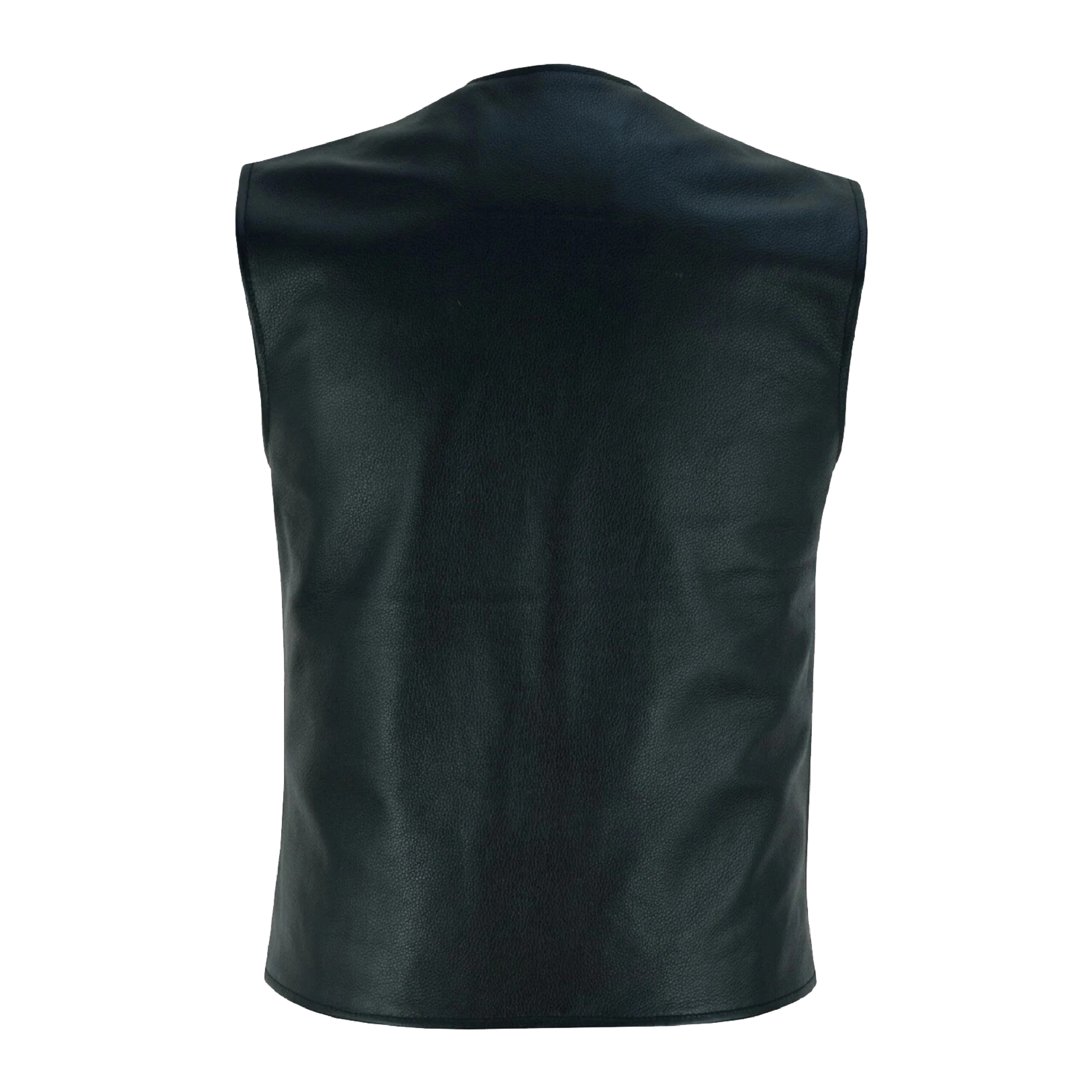 Black Leather Jacket for Men Front Vest with Gun Pockets