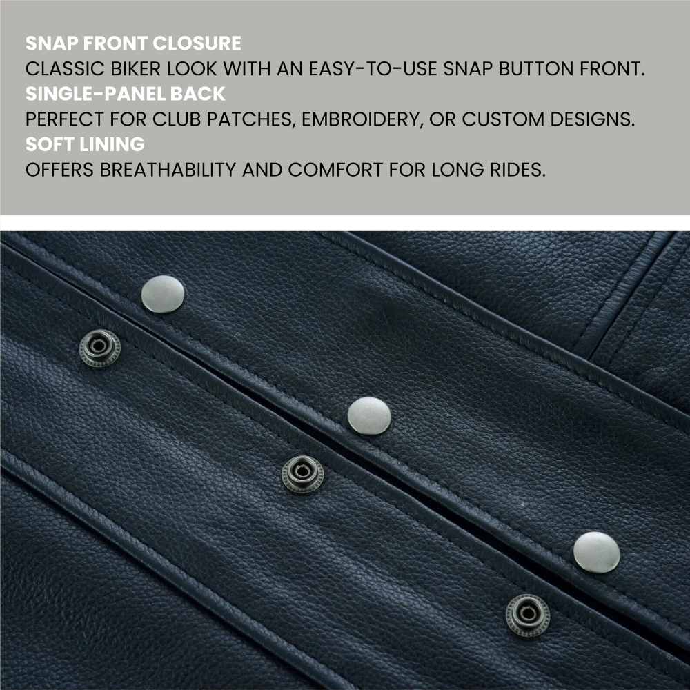 Black Leather Jacket for Men Front Vest with Gun Pockets