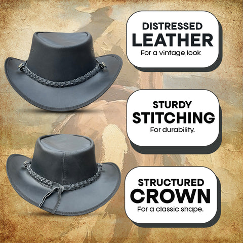 Falcon Suede Men's Shapeable Brim Cowboy Hat – Sleek Black Western Hat with Detachable Braided Band