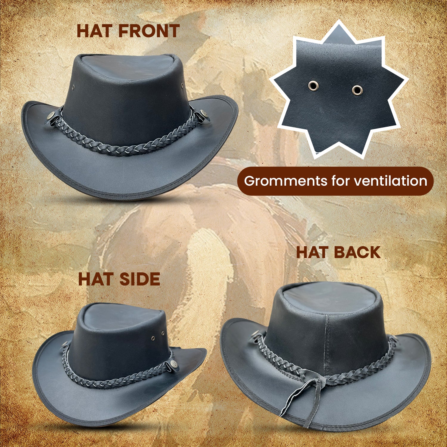 Falcon Suede Men's Shapeable Brim Cowboy Hat – Sleek Black Western Hat with Detachable Braided Band