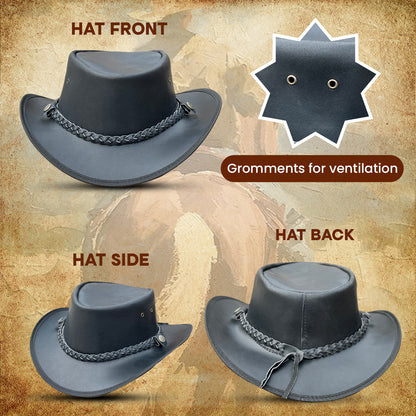 Falcon Suede Men's Shapeable Brim Cowboy Hat – Sleek Black Western Hat with Detachable Braided Band