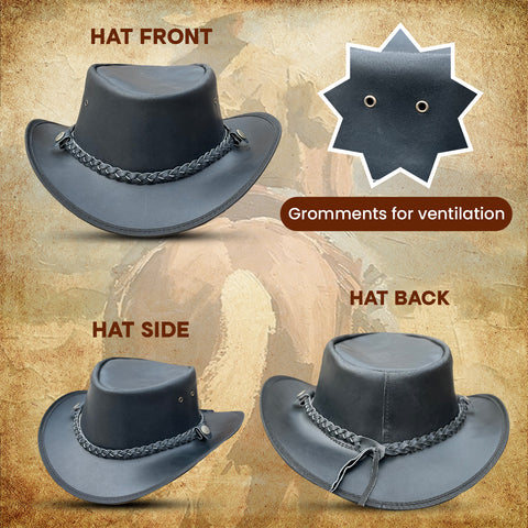 Falcon Suede Men's Shapeable Brim Cowboy Hat – Sleek Black Western Hat with Detachable Braided Band