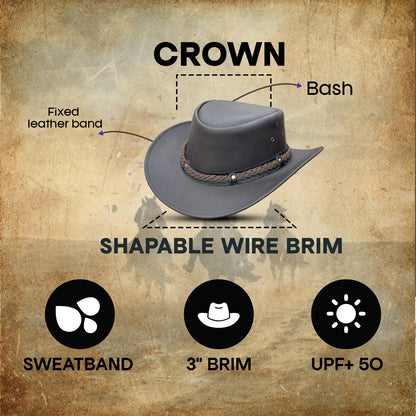 Falcon Suede Men's Authentic Leather Cowboy Hat – Classic Cowgirl Hat with Braided Band & Removable Chinstrap