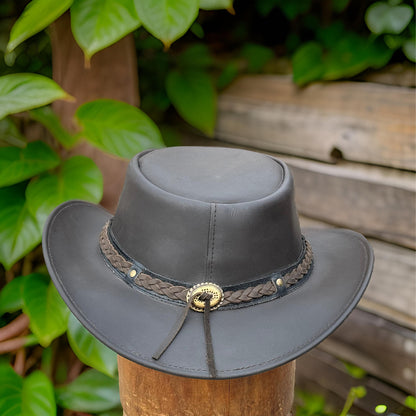 Falcon Suede Men's Authentic Leather Cowboy Hat – Classic Cowgirl Hat with Braided Band & Removable Chinstrap