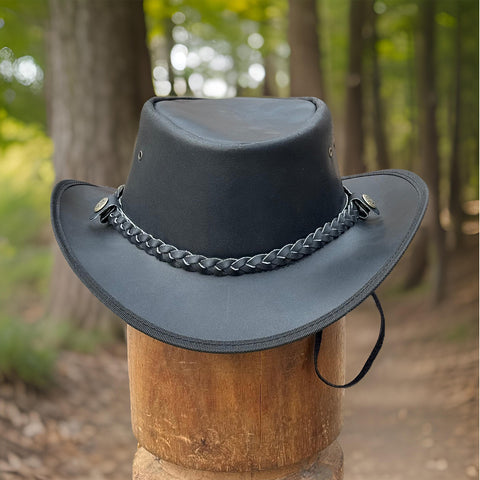 Falcon Suede Men's Shapeable Brim Cowboy Hat – Sleek Black Western Hat with Detachable Braided Band