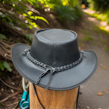 Falcon Suede Men's Shapeable Brim Cowboy Hat – Sleek Black Western Hat with Detachable Braided Band