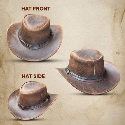 Falcon Suede Men's Distressed Brown Leather Western Hat – Women's Cowgirl Hat with Customizable Brim