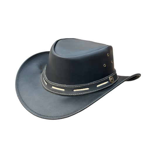 Falcon Suede Premium Black Leather Cowboy Hat for Men – Chic Cowgirl Hat for Women with Customizable Brim