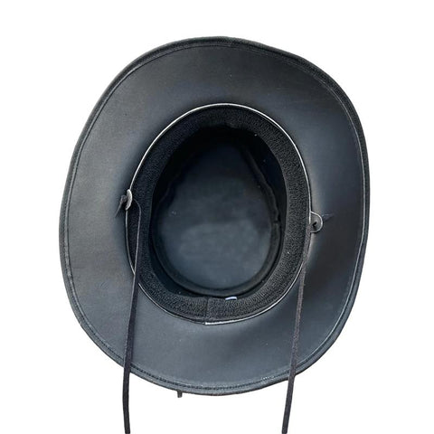 Falcon Suede Premium Black Leather Cowboy Hat for Men with Concho Band – Women's Cowgirl Hat with Adjustable Brim