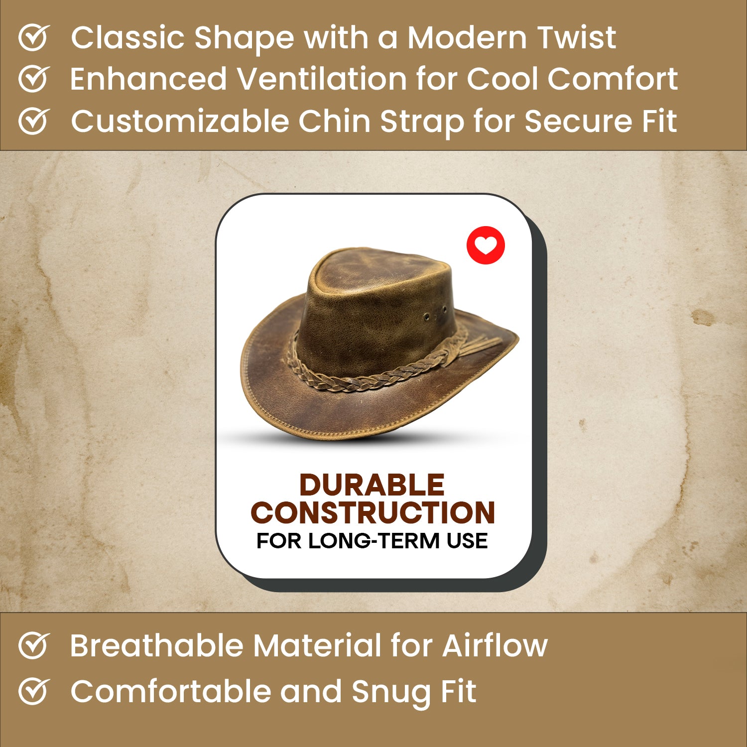 Falcon Suede Men's Rodeo Cowboy Hat – Genuine Distressed Brown Leather Cowgirl Hat with Detachable Chinstrap