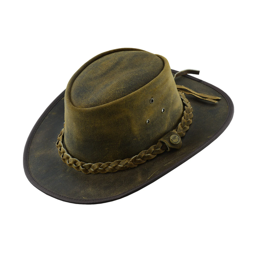 Vintage Cowhide Leather Western Hat – Customizable, Breathable, and Secure for Men & Women