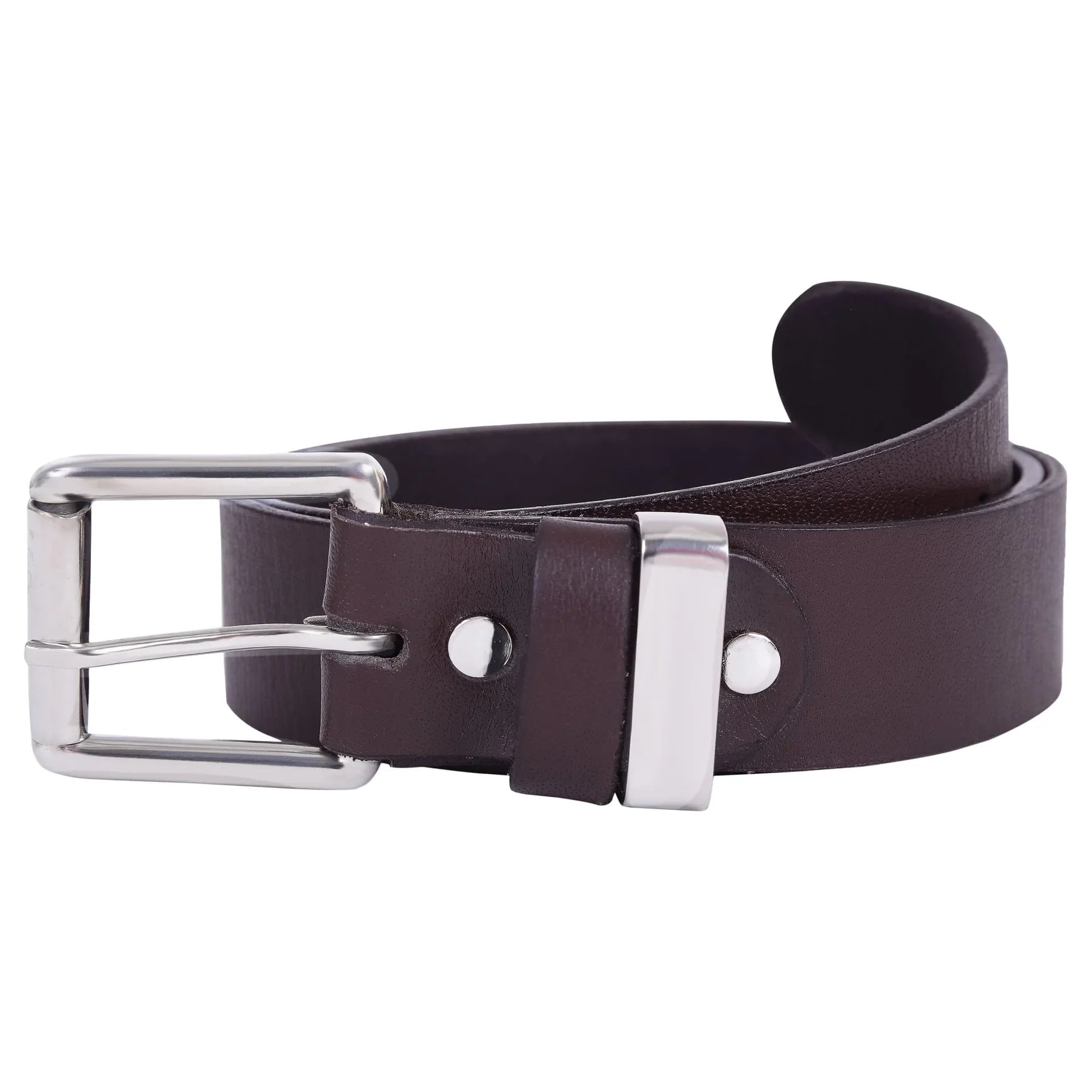Men’s Genuine Top-Grain Leather Belt – 1.5" Wide with Silver Roller Buckle for Work & Casual Wear