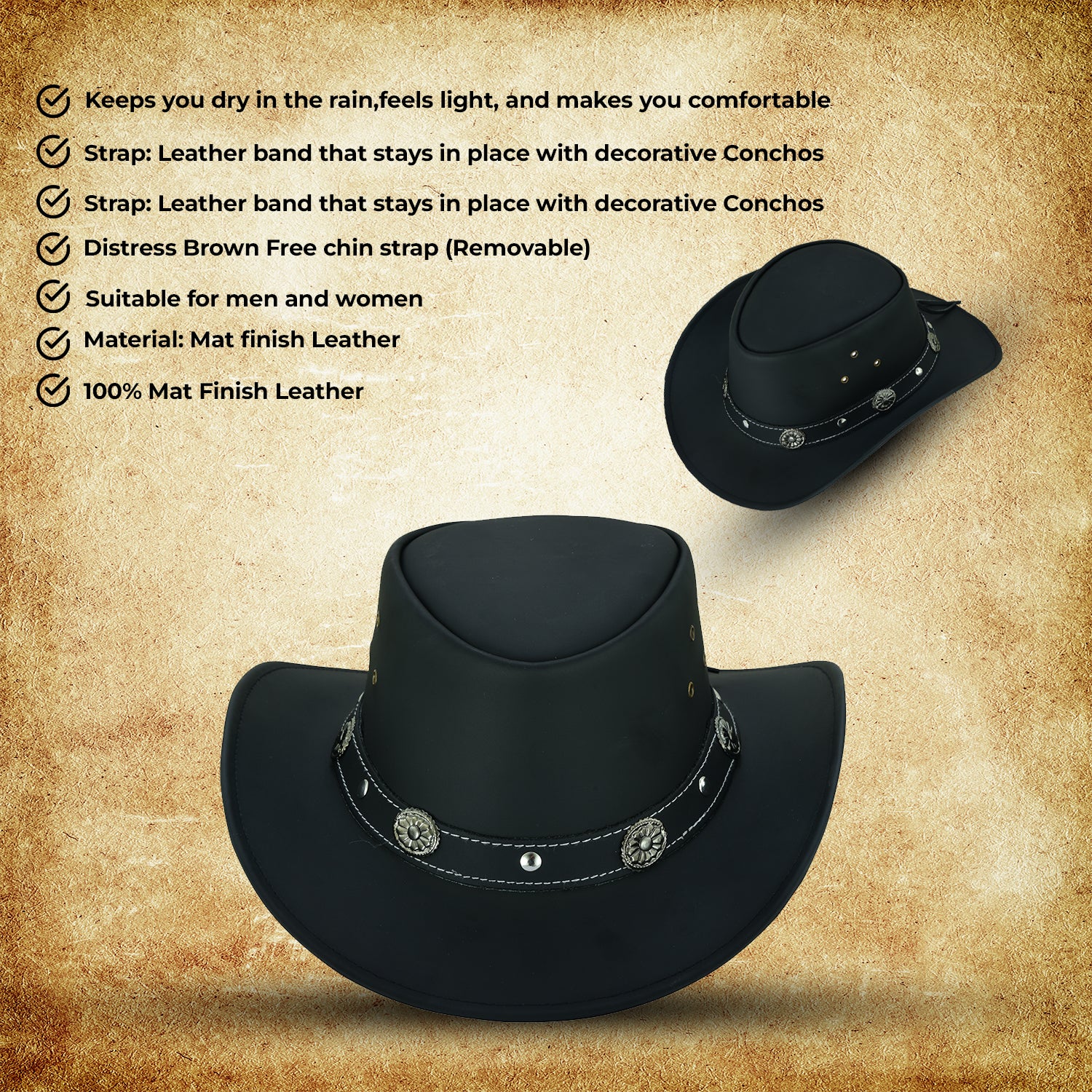 leather cowboy hat