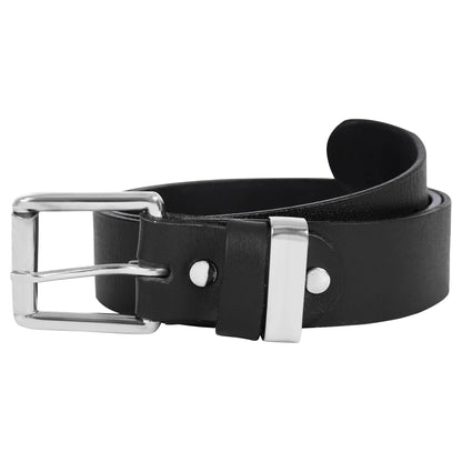 Men’s Genuine Top-Grain Leather Belt – 1.5" Wide with Silver Roller Buckle for Work & Casual Wear