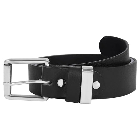 Men’s Genuine Top-Grain Leather Belt – 1.5" Wide with Silver Roller Buckle for Work & Casual Wear