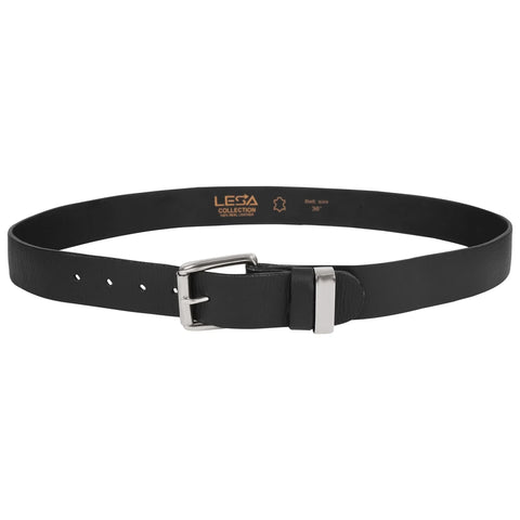 Men’s Genuine Top-Grain Leather Belt – 1.5" Wide with Silver Roller Buckle for Work & Casual Wear