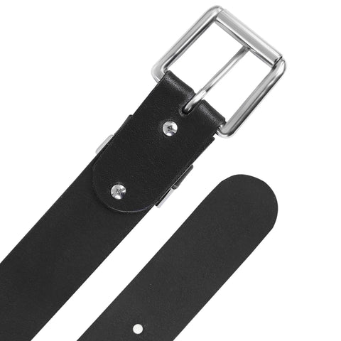 Men’s Genuine Top-Grain Leather Belt – 1.5" Wide with Silver Roller Buckle for Work & Casual Wear