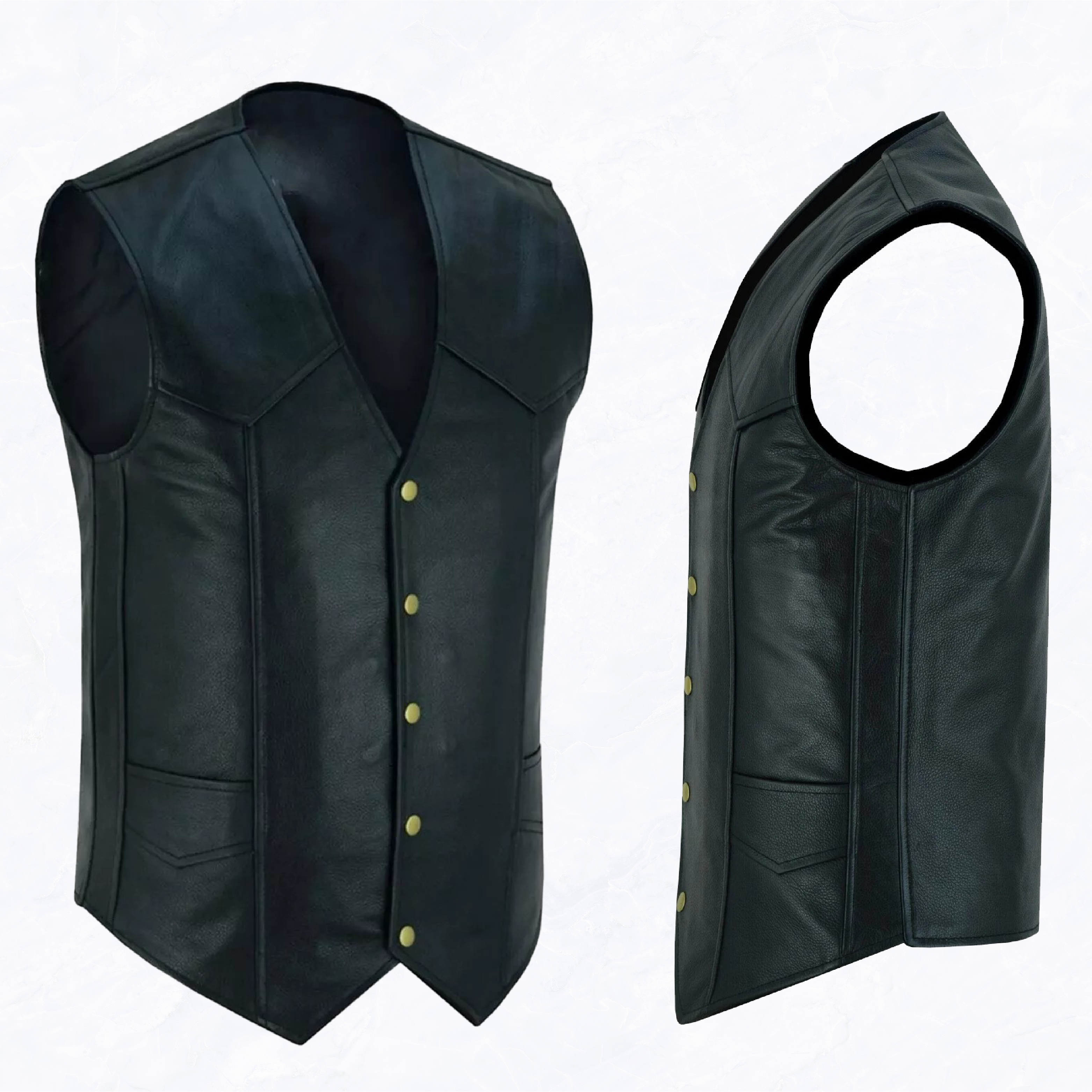 Men's Black Classic Vest with 10 Pockets, Snap Front and Gun Pockets on Side Panels