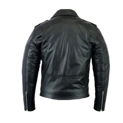 Men’s Real Leather Motorcycle Jacket – Classic Brando Biker Style in Premium Genuine Leather