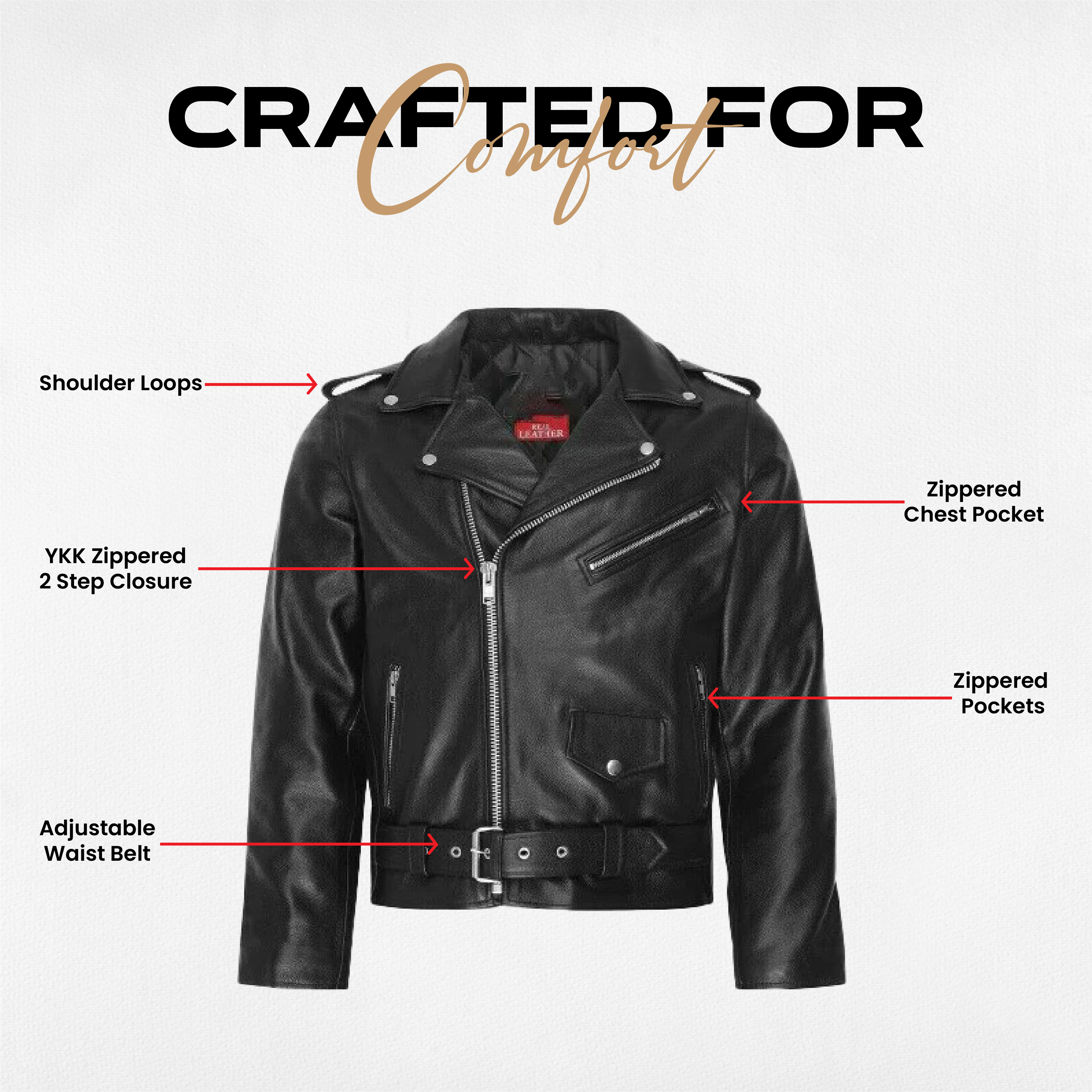 Men’s Real Leather Motorcycle Jacket – Classic Brando Biker Style in Premium Genuine Leather