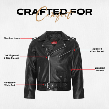 Men’s Real Leather Motorcycle Jacket – Classic Brando Biker Style in Premium Genuine Leather