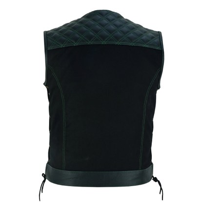 Premium Denim & Leather Vest – Rugged Style with Concealed Carry Pockets and Adjustable Fit