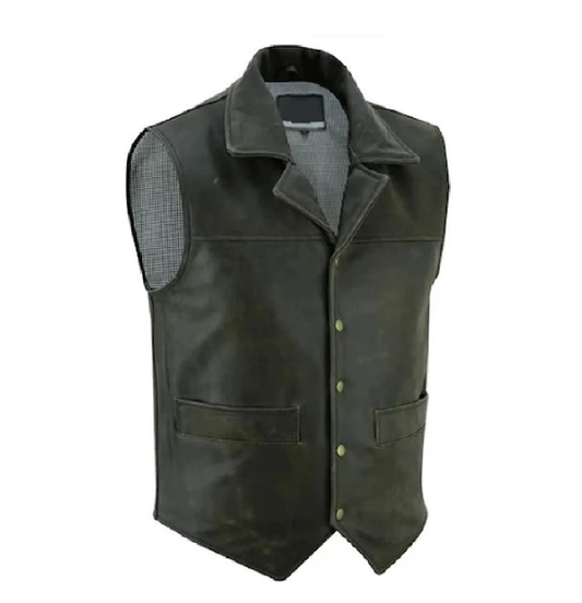 Falcon Suede Distressed Leather Vest – Premium Men’s Biker Vest