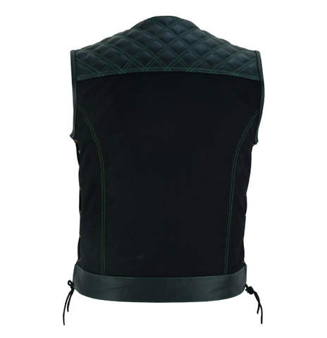 Premium Denim & Leather Vest – Rugged Style with Concealed Carry Pockets and Adjustable Fit