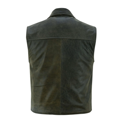 Falcon Suede Distressed Leather Vest – Premium Men’s Biker Vest
