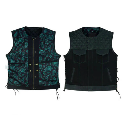 Premium Denim & Leather Vest – Rugged Style with Concealed Carry Pockets and Adjustable Fit