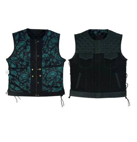Premium Denim & Leather Vest – Rugged Style with Concealed Carry Pockets and Adjustable Fit