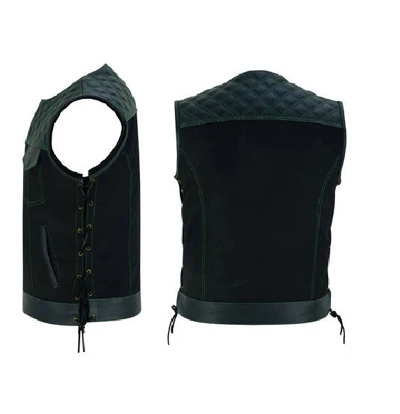 Premium Denim & Leather Vest – Rugged Style with Concealed Carry Pockets and Adjustable Fit