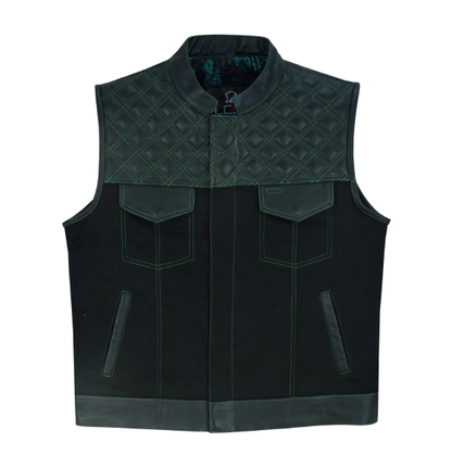 Enhance Your Biker Style with this Men's Denim and Leather Motorcycle Club Vest