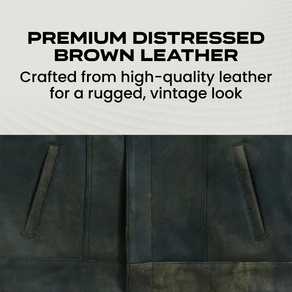 Men's Distressed Brown Leather Motorcycle Vest with Dual Closure and Gun Pocket