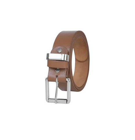 Men’s Genuine Top-Grain Leather Belt – 1.5" Wide with Silver Roller Buckle for Work & Casual Wear