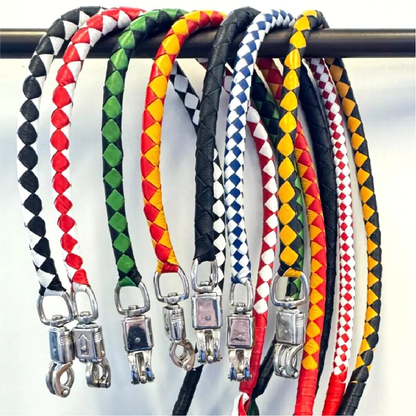 Falcon suede 42" Red & Yellow Biker Motorcycle Leather Whip: Fuel Your Adventure with Bold Style!