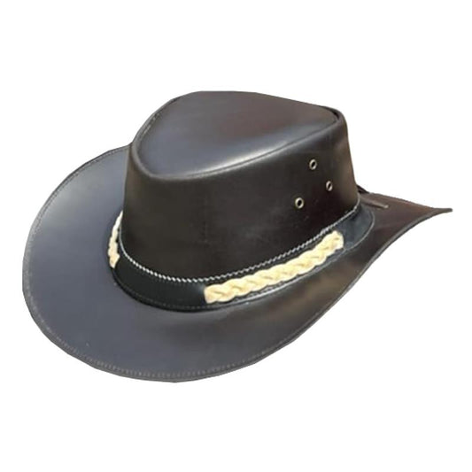 Men's Black Western Hat with Shapeable Brim – Stylish Braided Leather Band | Women's Cowgirl Hat