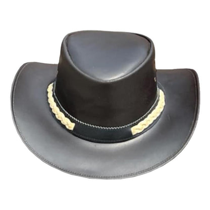 Men's Black Western Hat with Shapeable Brim – Stylish Braided Leather Band | Women's Cowgirl Hat