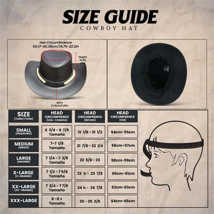 Men's Black Western Hat with Shapeable Brim – Stylish Braided Leather Band | Women's Cowgirl Hat