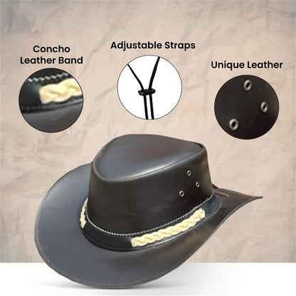 Men's Black Western Hat with Shapeable Brim – Stylish Braided Leather Band | Women's Cowgirl Hat