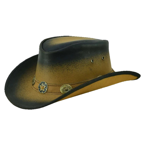 Kids’ "Little Marshal" Leather Hat – Smoke-Edged "Old Faithful" Style for Adventure & Play