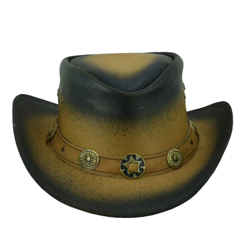Kids’ "Little Marshal" Leather Hat – Smoke-Edged "Old Faithful" Style for Adventure & Play