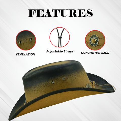 Kids’ "Little Marshal" Leather Hat – Smoke-Edged "Old Faithful" Style for Adventure & Play