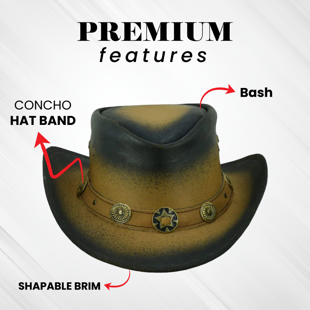 Kids’ "Little Marshal" Leather Hat – Smoke-Edged "Old Faithful" Style for Adventure & Play