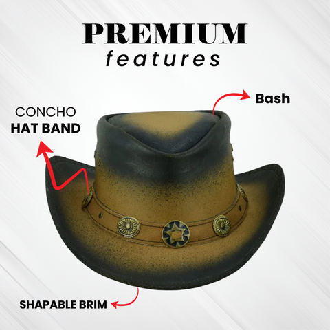 Kids’ "Little Marshal" Leather Hat – Smoke-Edged "Old Faithful" Style for Adventure & Play