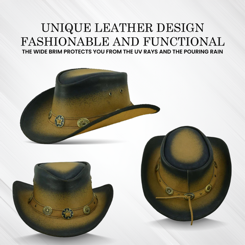 Kids’ "Little Marshal" Leather Hat – Smoke-Edged "Old Faithful" Style for Adventure & Play