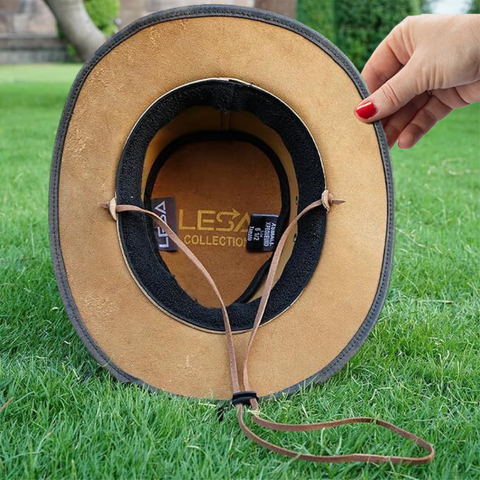Kids’ "Little Marshal" Leather Hat – Smoke-Edged "Old Faithful" Style for Adventure & Play