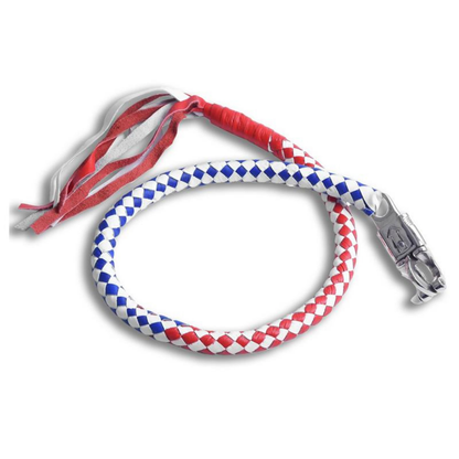 Ride with Pride: Falcon suede’s 42" Red, White, and Blue Biker Motorcycle Leather Whip