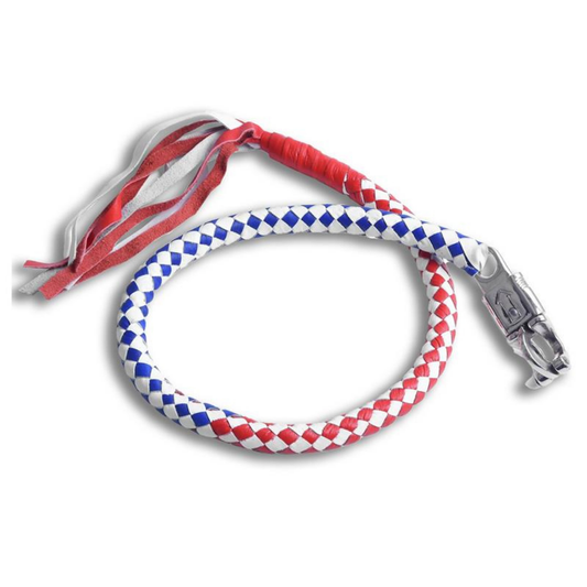 Ride with Pride: Falcon suede’s 42" Red, White, and Blue Biker Motorcycle Leather Whip